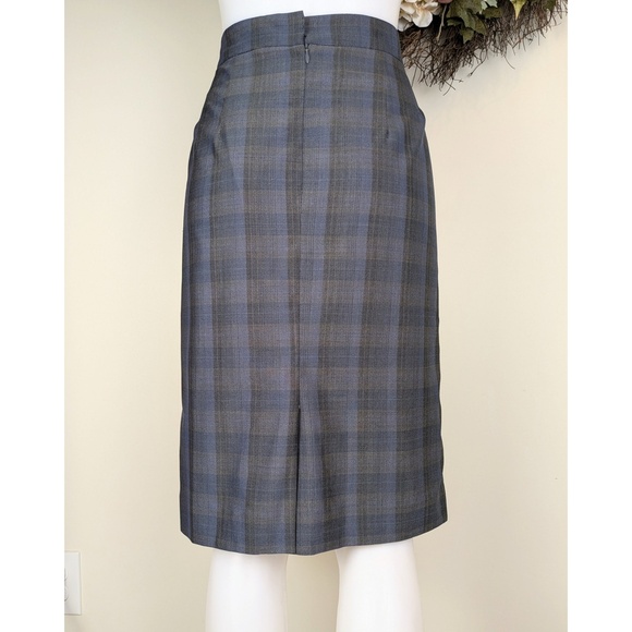 Pendleton VTG Lightweight Virgin Wool Blue Black Gray Plaid Pencil Skirt Size 10 - Picture 6 of 9